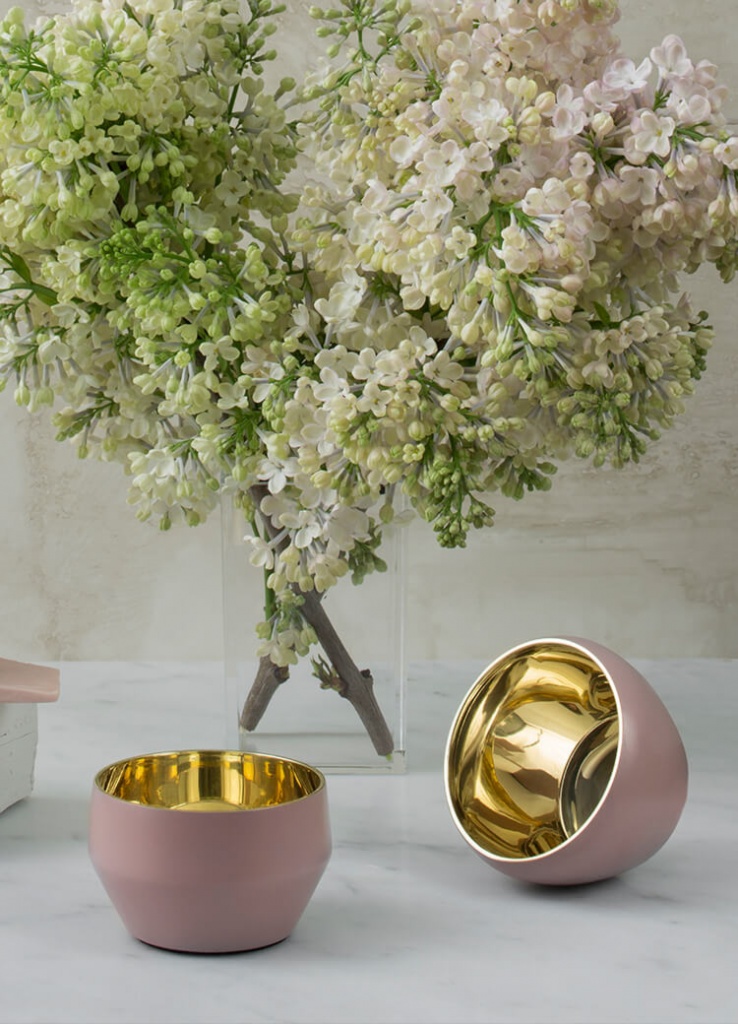 Skultuna Kin Ljuslykta 3-pack Brass/Dusty pink
